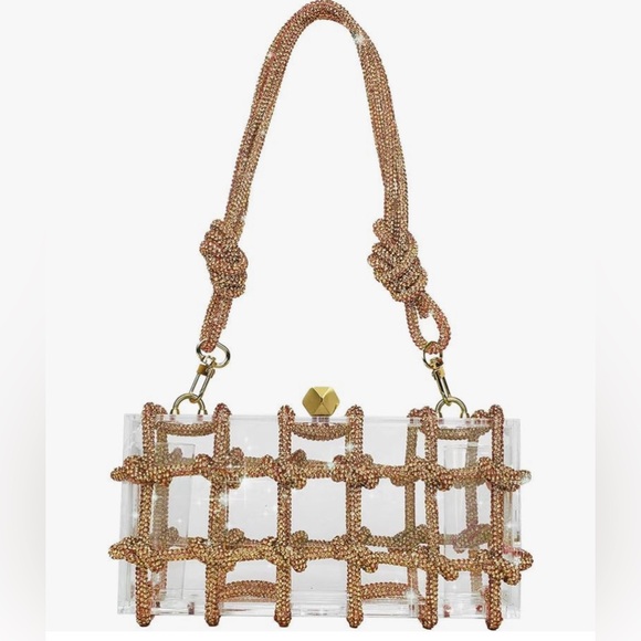 Acrylic evening clutch with rhinestones. - Picture 2 of 5